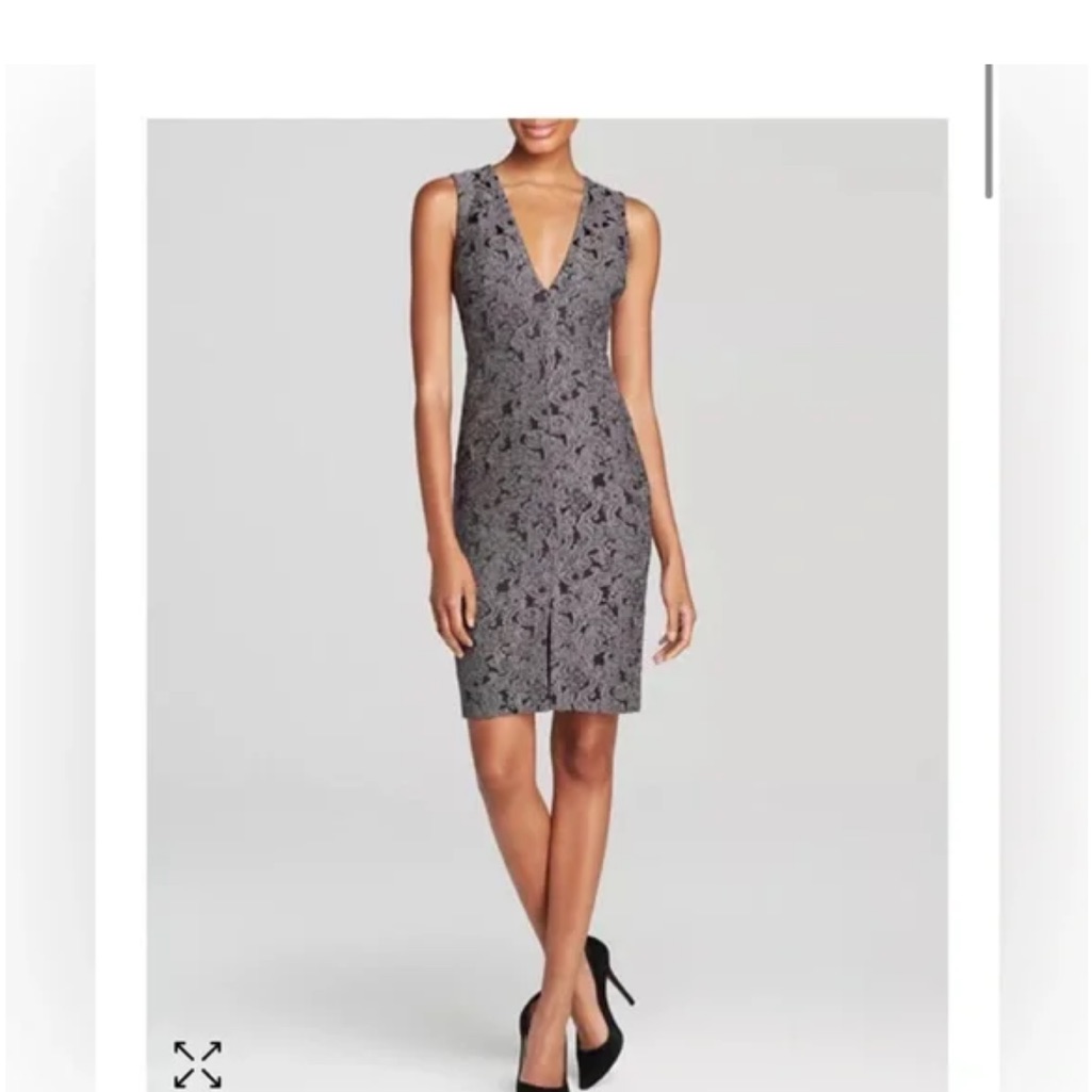 Alice + Olivia Baylee V Neck Black/Grey Cocktail Dress